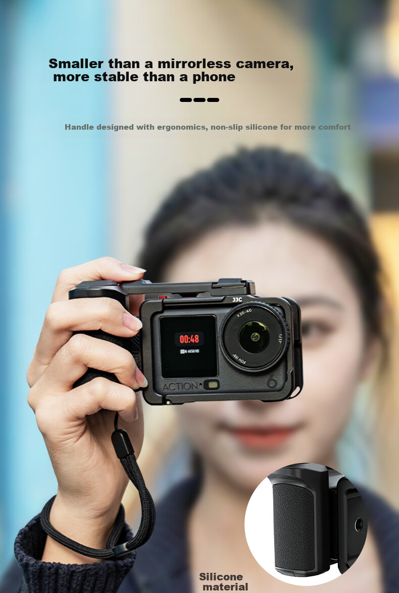 JJC DJI Action 6 Street Shooting Cage Handle Sports Camera Kit Osmo A6 Protective Case Expansion Accessories Ultra-Light Metal Aluminum Alloy 2
