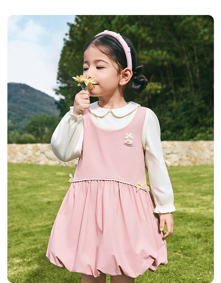 Balabala [balaOne] Kids Children's Dress Girls 2026 New Spring Fake Two-Piece Spliced Dress 10