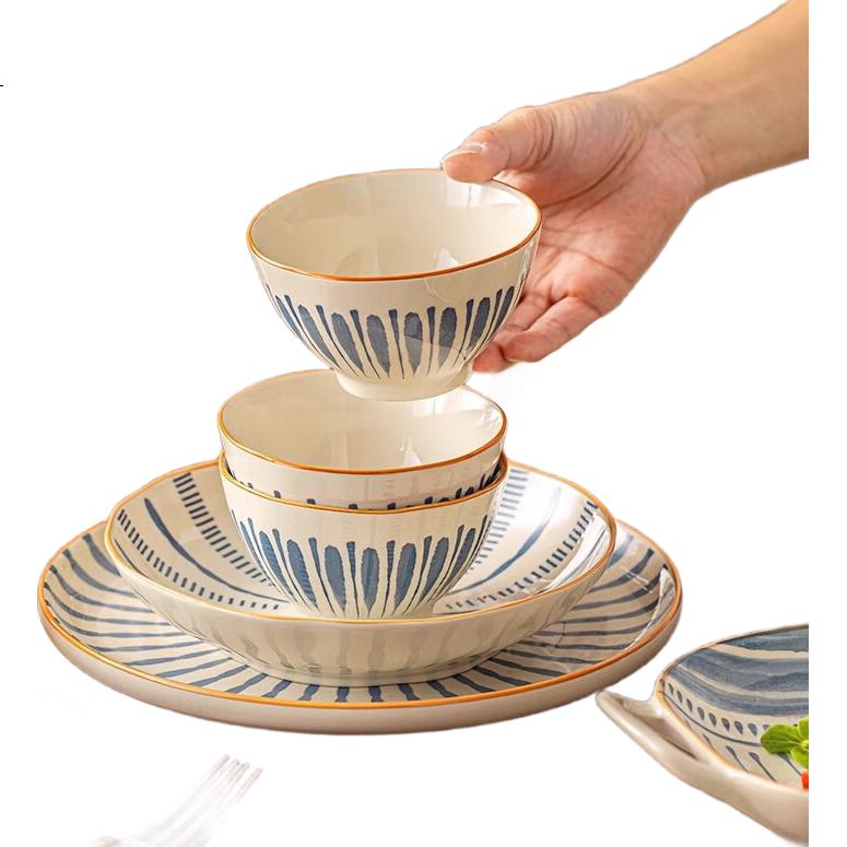Набор керамической посуды CERAMICS, японский стиль, 24 предмета, для дома, подарочный набор