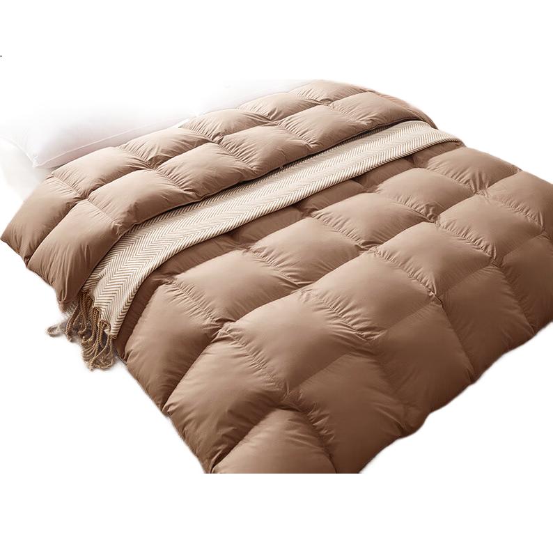 Зимнее одеяло MUJI из 100% белого гусиного пуха, шелковое одеяло с наполнителем из перьев, коричневое, 220x240 см, 7 цзиней