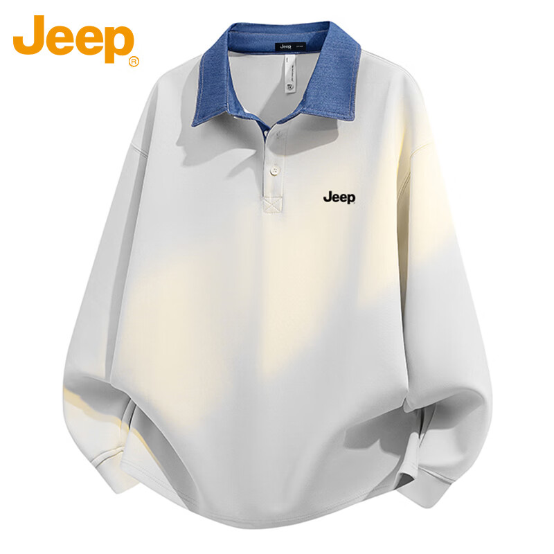 JEEP Men's Heavyweight Loose Fit Long Sleeve T-Shirt Sweatshirt Black 3XL Spring Autumn