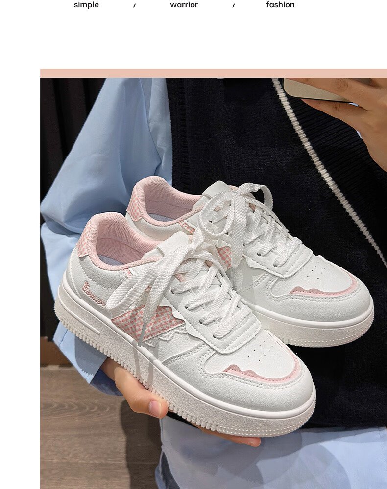 Warrior Official Women's Sneakers 2026 Summer New Breathable Versatile White Pink Shoes Women Size 39 11