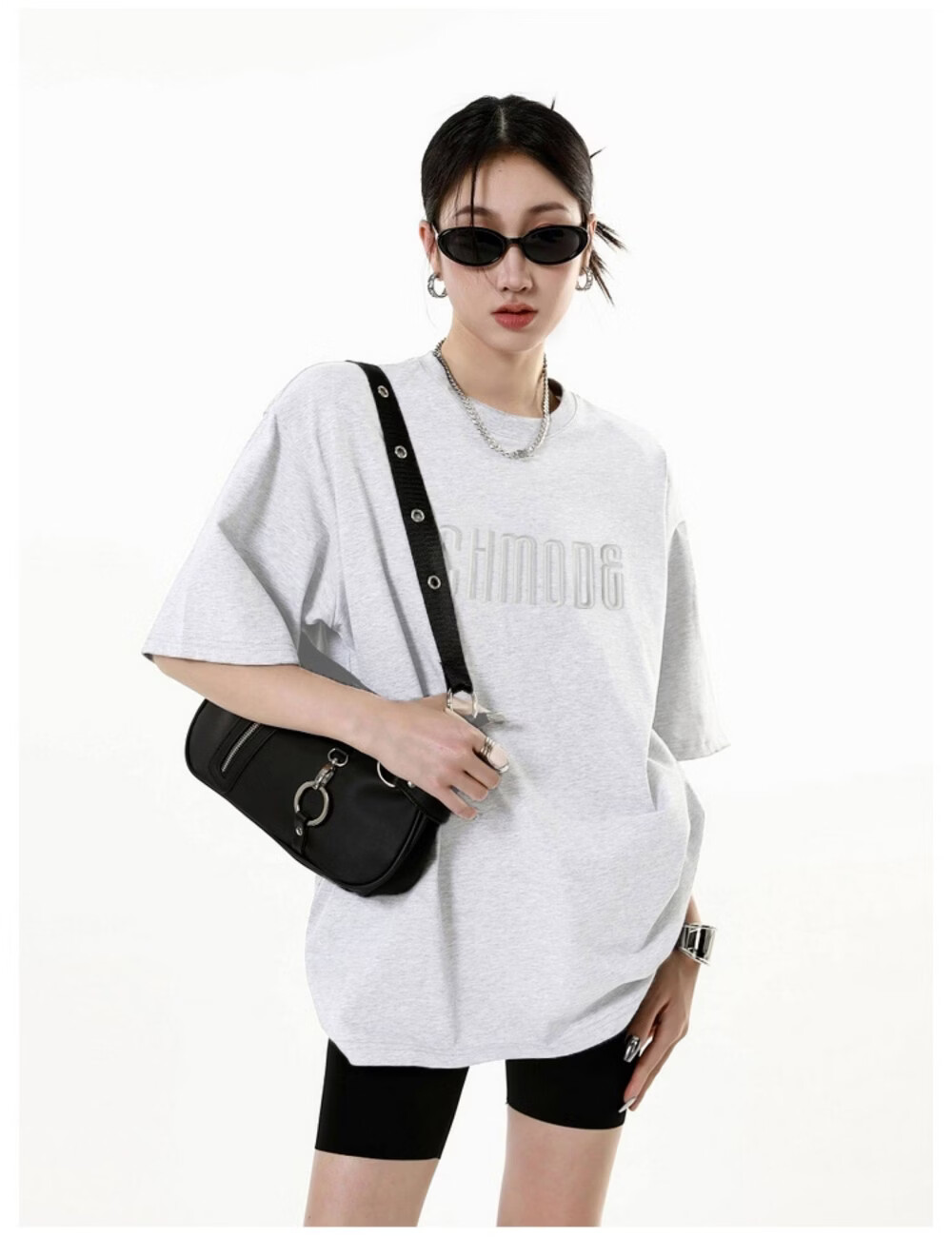 ICH MODE American Vintage Heavyweight Short Sleeve T-Shirt Women Summer New High Street Loose Half Sleeve Top Gray S 23