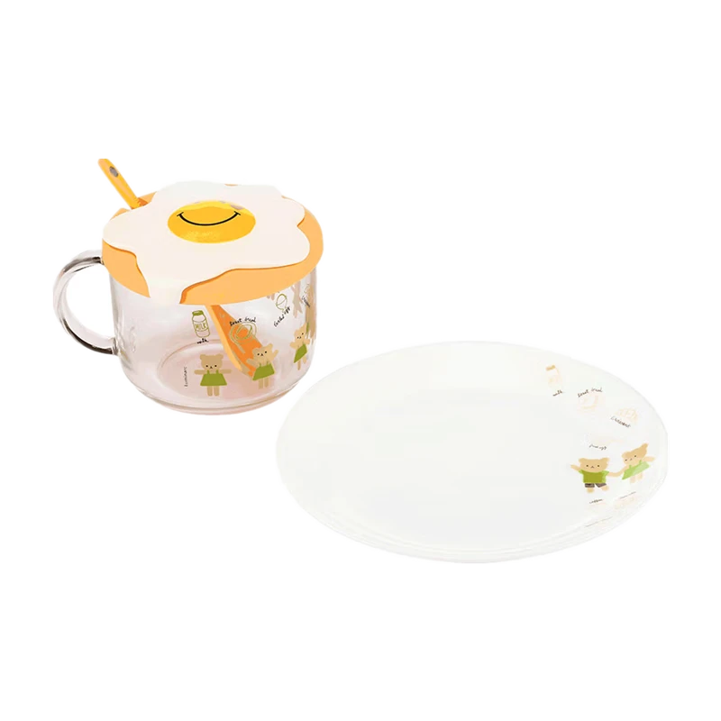 Luminarc Kids Dinnerware Set with Temperature-Sensitive Color-Changing Cup, Plate, Spoon 3-Piece Set - Kane Loli Bear