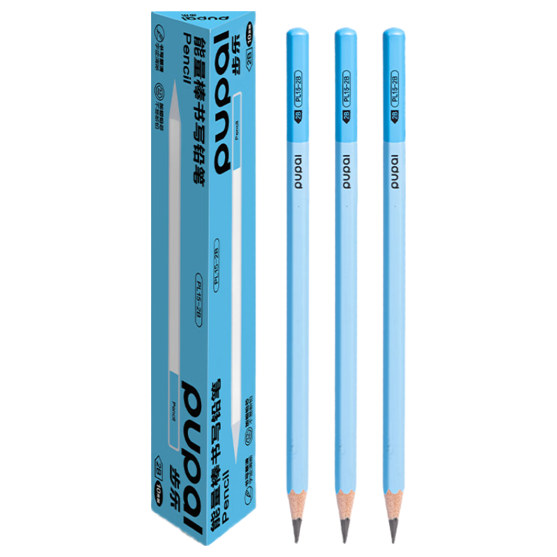 Deli 10-Pack 2B Writing Pencils, Bule Hexagonal Barrel, 3.2mm Thick Graphite Core, Student Handwriting Practice Pencils, School Stationery Energy Bar