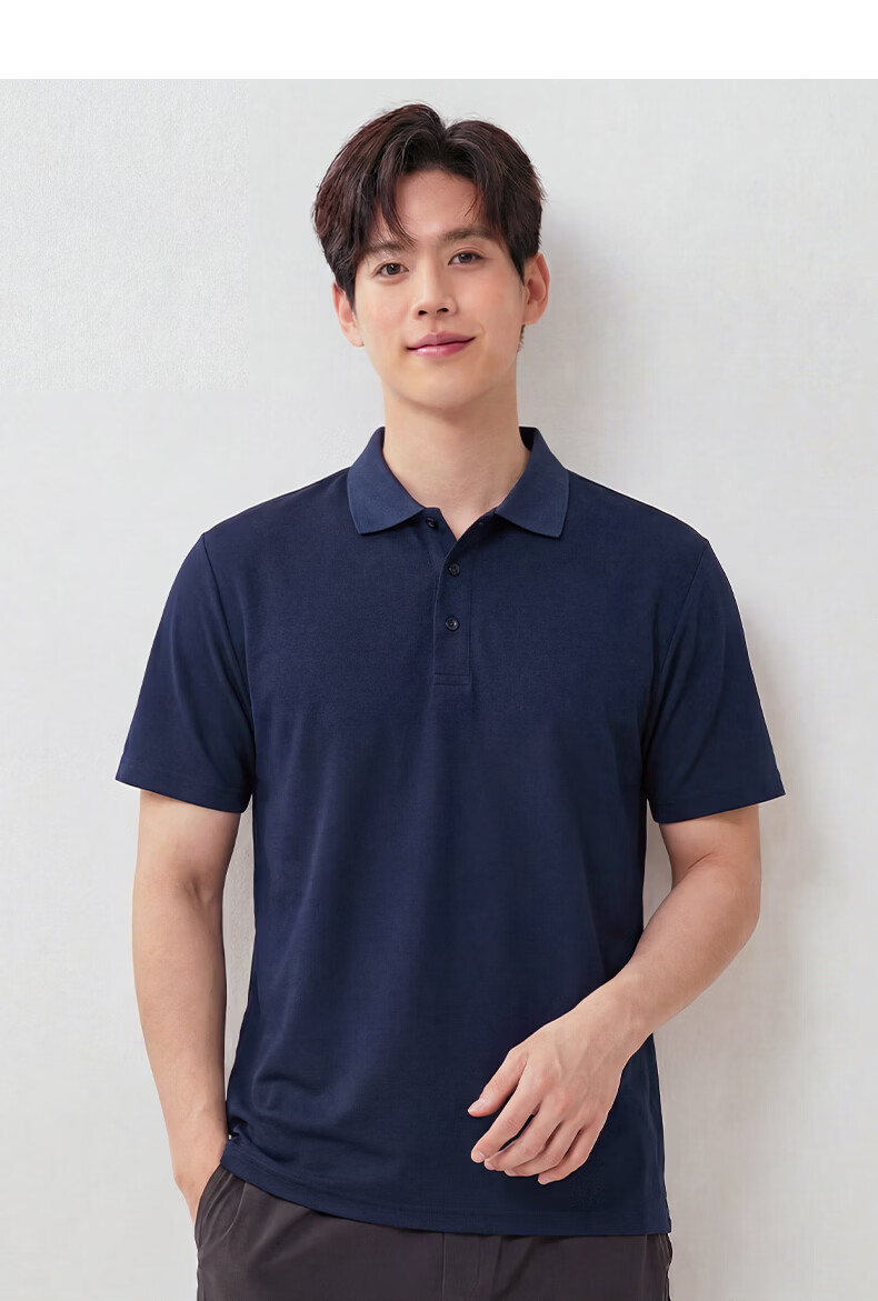 Romon Ice Silk Short Sleeve T-Shirt Men's Summer Business Casual Polo Collar Base Shirt Middle-aged and Young Dad Men's Wear 10