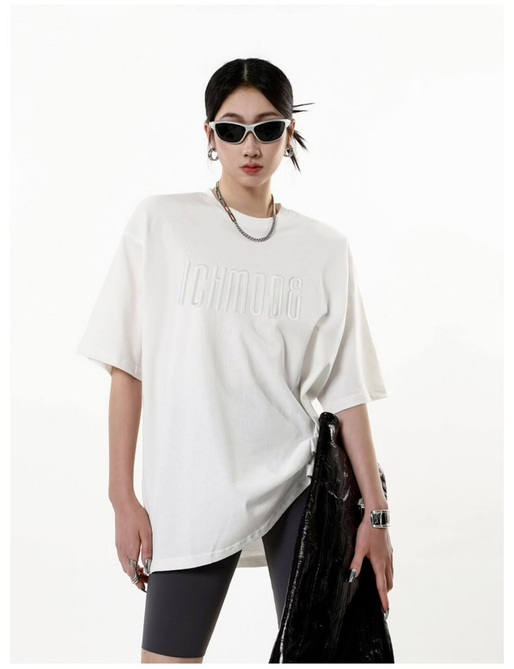 ICH MODE American Vintage Heavyweight Short Sleeve T-Shirt Women Summer New High Street Loose Half Sleeve Top Gray S 18