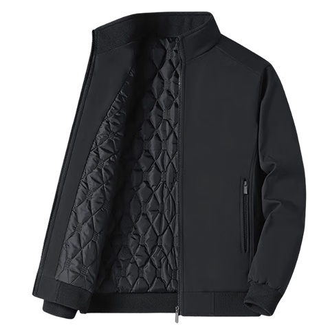 PLAYBOY Men's Cotton Padded Autumn Winter Jacket Plus Size Business Casual Windproof Stand Collar Coat Blue 3XL