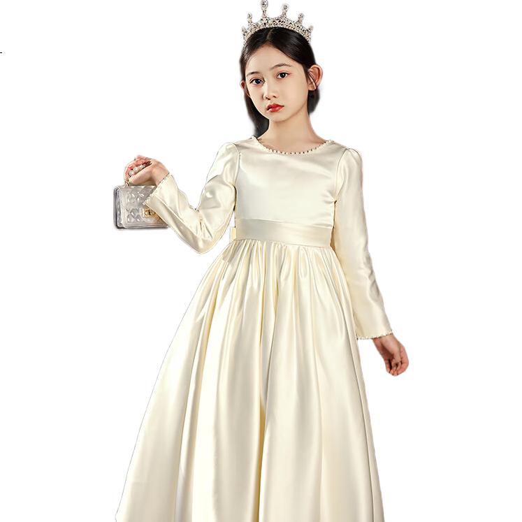 Hanquan High-End Girls' Piano Performance Dress Cello Concert Dress Host Princess Dress Girls' Birthday Party Autumn Winter