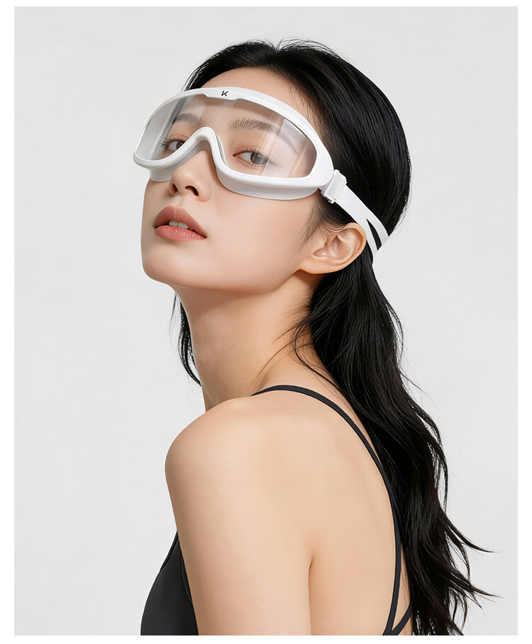 Keep Large Frame Waterproof Anti-Fog Swimming Goggles Unisex Comfortable Adult 473 Moonlight White 17