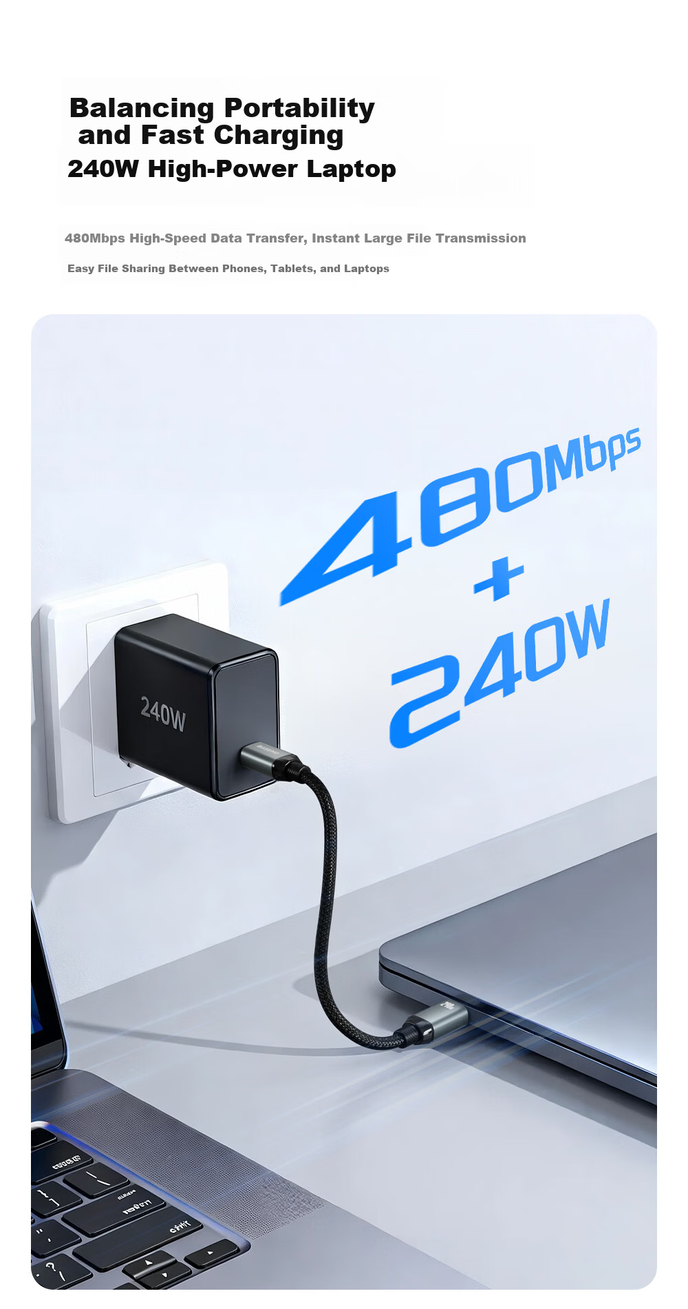 Beimo Magnetic Data Cable, 240W High-Power Fast Charging Cable, 20CM Short Cord, Suitable for IPhone 18 Pro Max/17/16, Huawei/Xiaomi Phones, IPad Tablets, Black 6