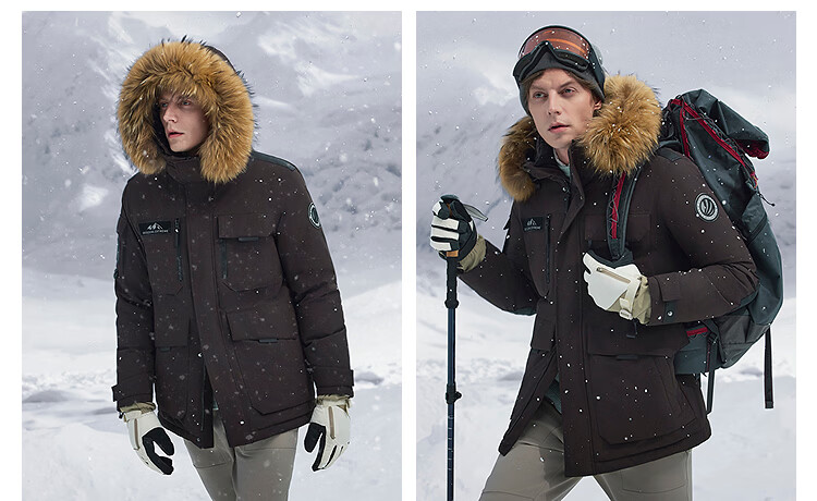 Bosideng 90% Down Jacket Unisex Couple Fashion Thickened Goose Down Large Fur Collar Mall Style Coat 21