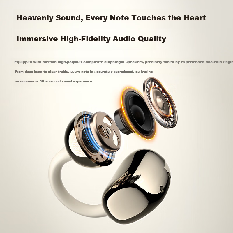 ENKOR EW21 Clip-On Bluetooth Earphones Open-Ear Wireless Sports Running Cycling Ear-Hook Compatible with Apple Huawei Xiaomi Phones