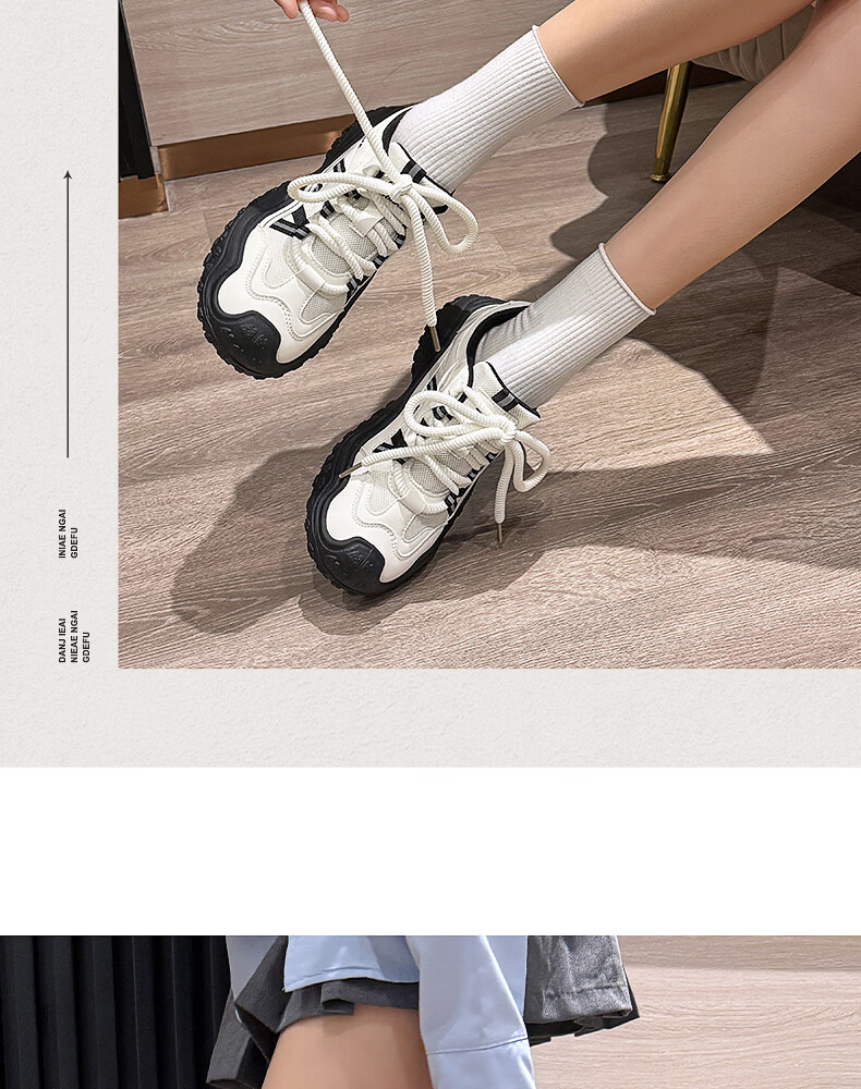 Warrior Official Women's Shoes 2026 Summer New Outdoor Hiking Shoes Women Thick Sole Lightweight Ugly Cute Shoes Beige Black Size 40 17