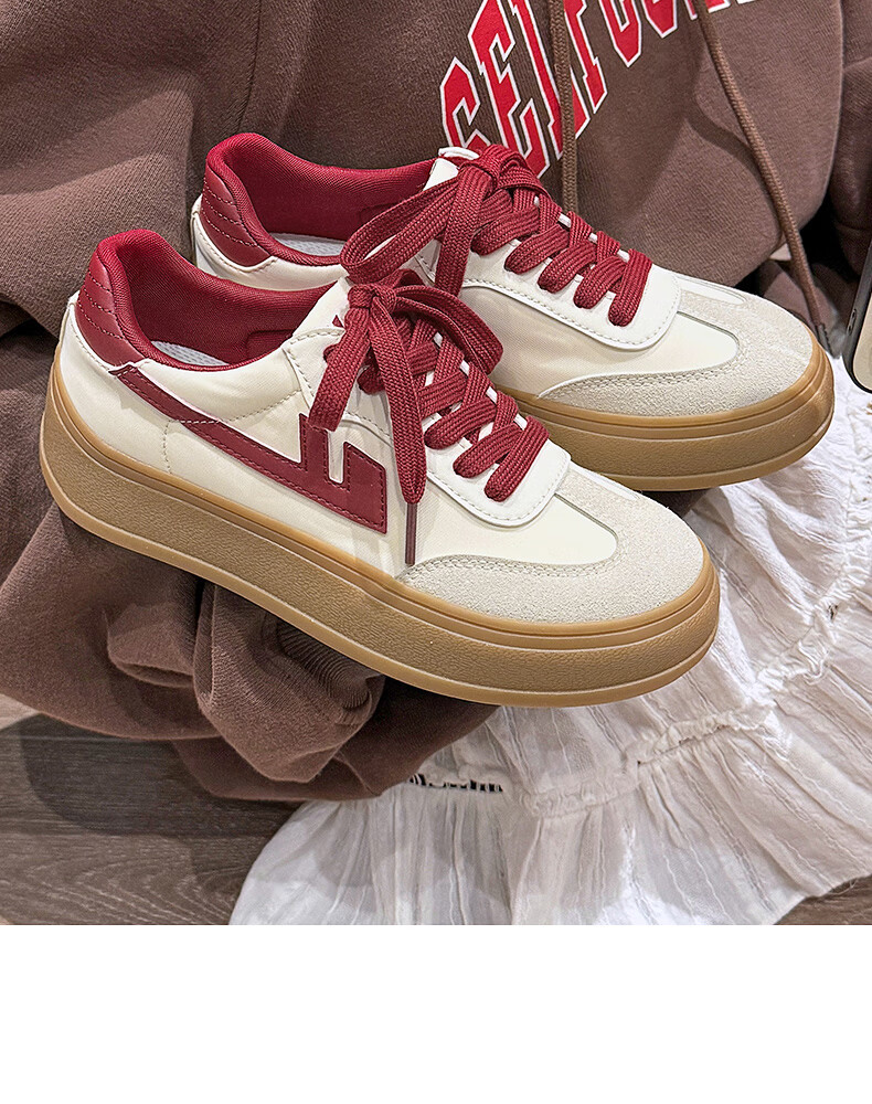 Warrior Women's German Training Shoes New Retro Style 2026 Summer Casual Sneakers Women Beige Gray Red Size 35 10