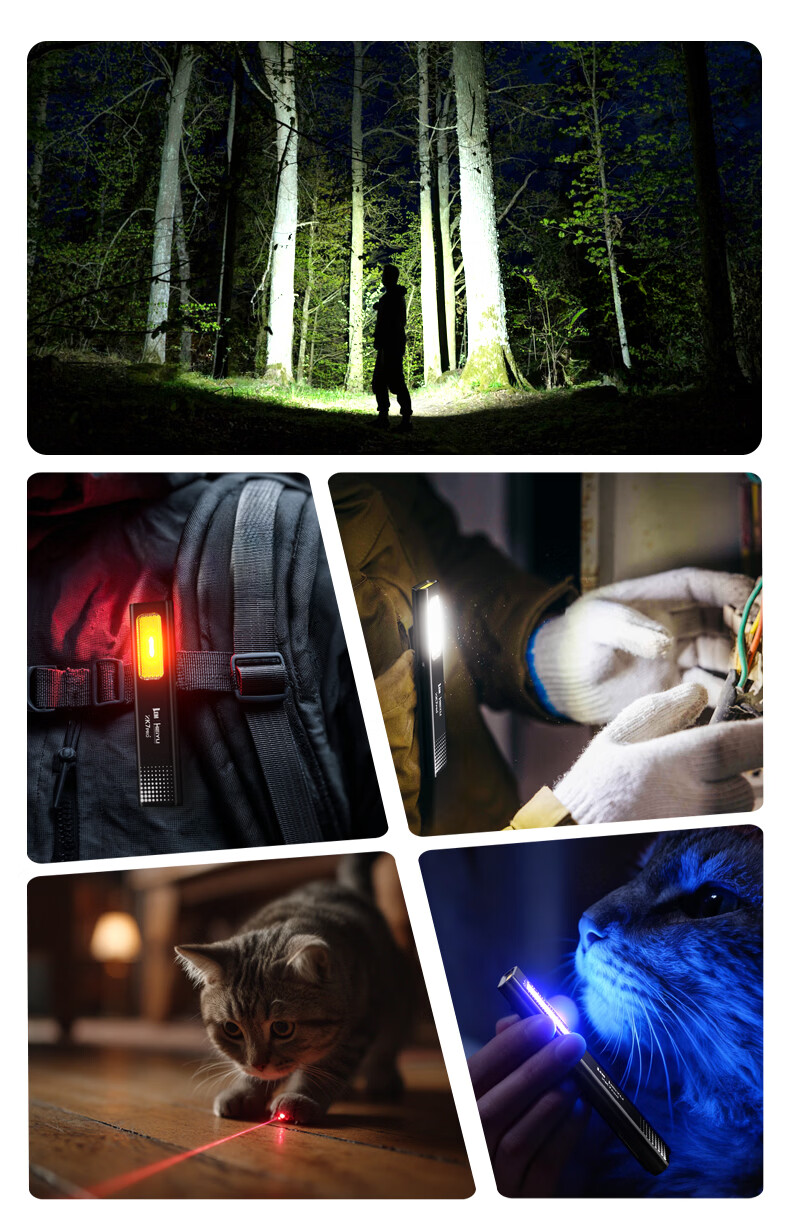LEM Ultra-thin High Brightness Flashlight Small Portable Rechargeable Outdoor Hiking Mountaineering EDC Mini Magnetic Work Light 4