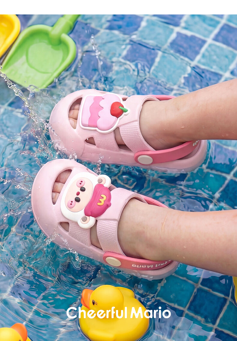 Cheerful Mario 2025 New Kids' Clog Sandals Baby Slippers Summer Boys Girls Breathable Beach Bathing Cool Slippers 8