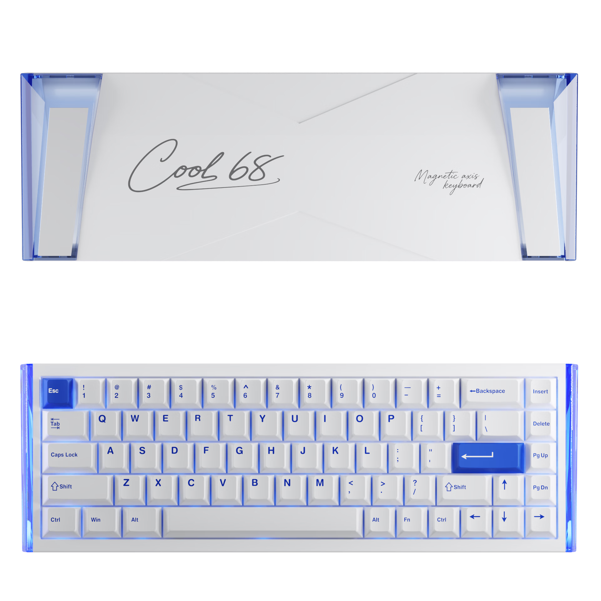 DAREU COOL68 Magnetic Switch Keyboard RT Gaming Mechanical Keyboard 8K Polling Rate Hot-Swappable RGB Dual-Drive Lightbox Fearless Contract 68 Layout COOL68 Yunhai Blue