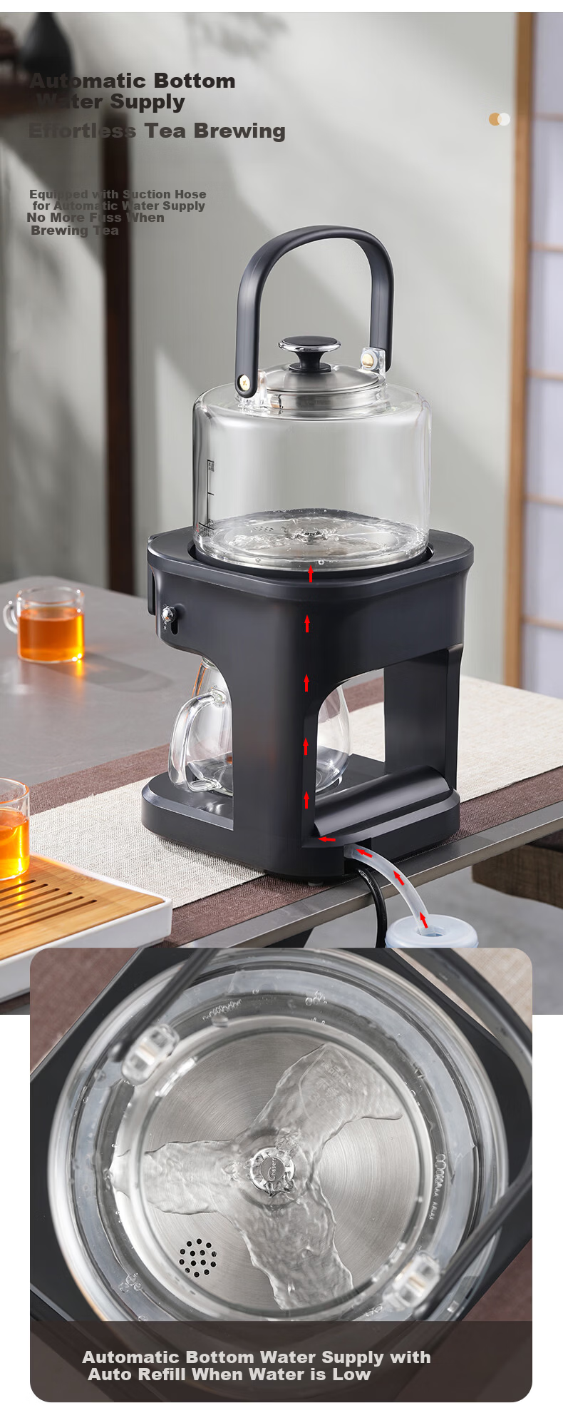 Biooner Fully Automatic Tea Extractor Water Supply Tea Cooker Steaming and Boiling Integrated Kettle Health Pot Smart Steam Spray Tea Kettle Temperature Control Insulation Electric Tea Kettle YQ-E07 5