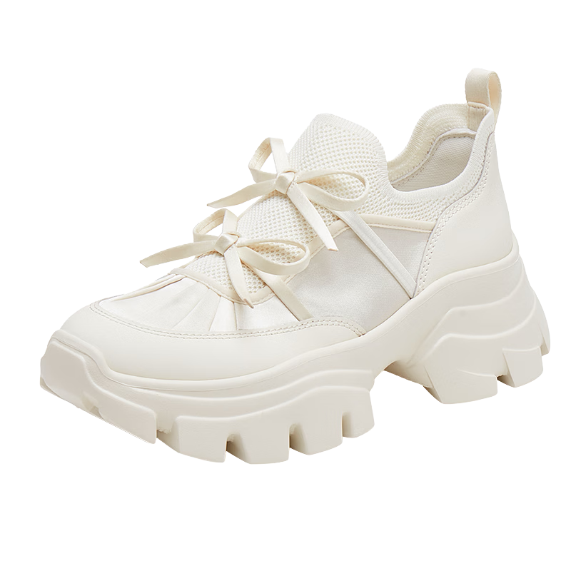 STACCATO Yang Mi's Same Style 2026 Spring Butterfly Island Dad Shoes Women's Shoes ECE83AM6, Mulan White, Size 38
