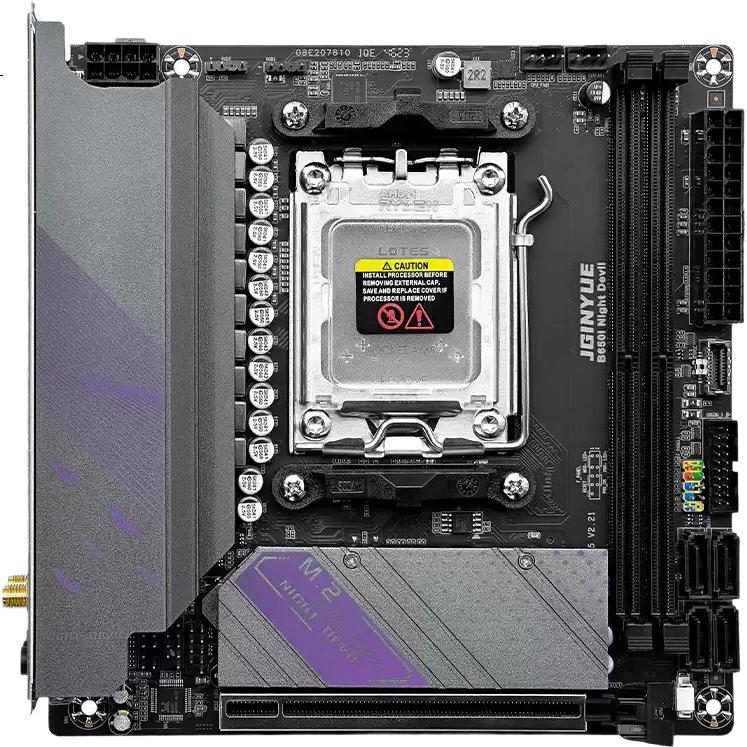 Материнская плата Jingyue B650I Night Devil DDR5, игровая, поддержка процессоров 9600X/9700X/7800X3D (сокет AMD B650/AM5)