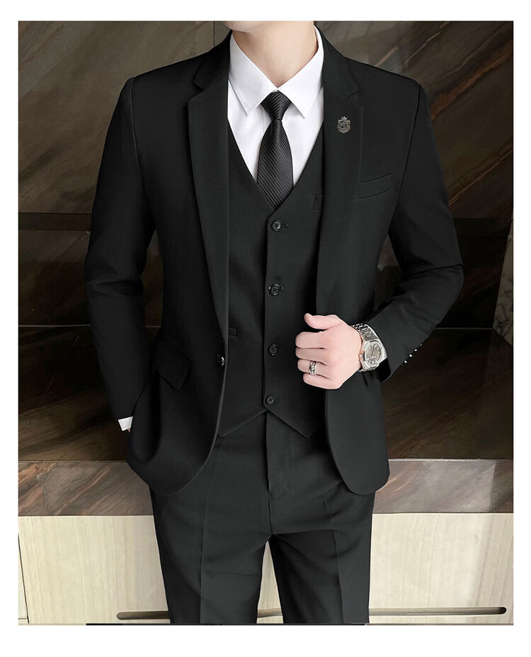ROMON Men's Autumn Winter Business Slim Fit Suit Formal Wedding Attire 6