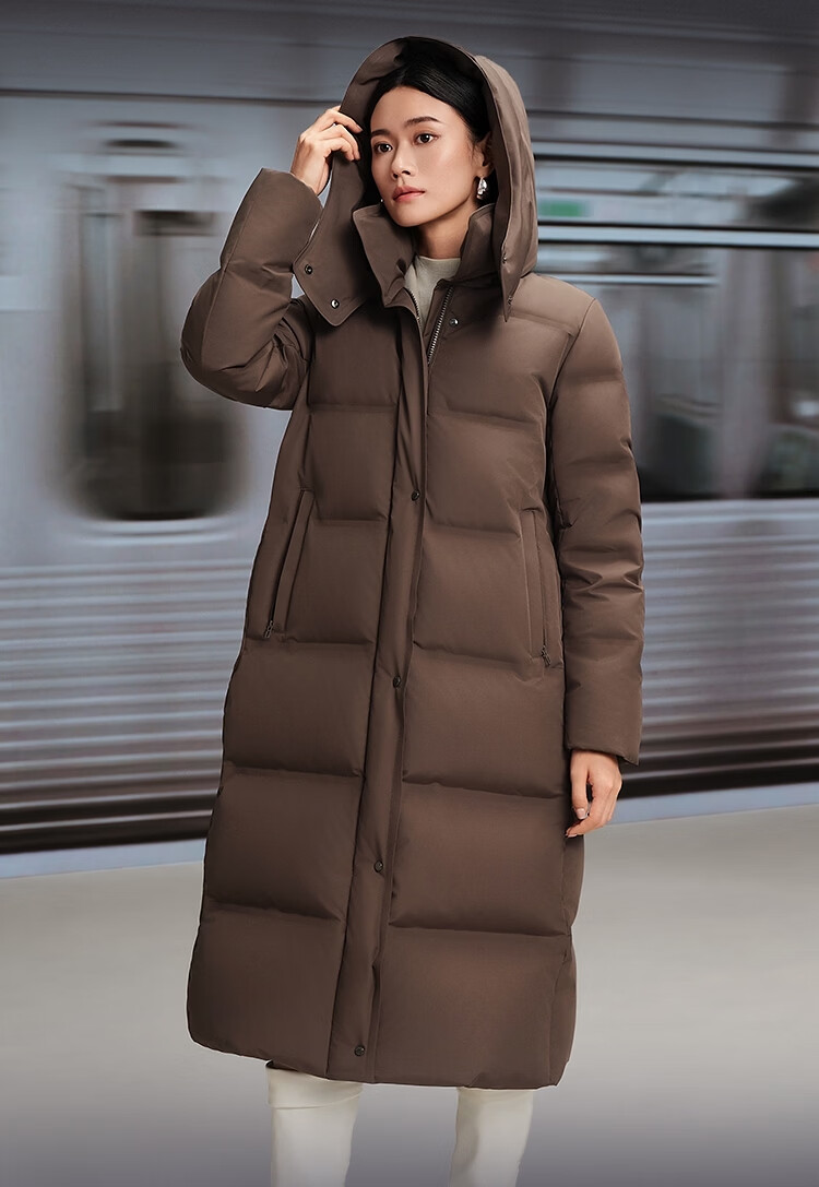 Bosideng Off-Season Women's Winter Goose Down Thickened Hooded Business Commuter Versatile Extra Long Coat 5