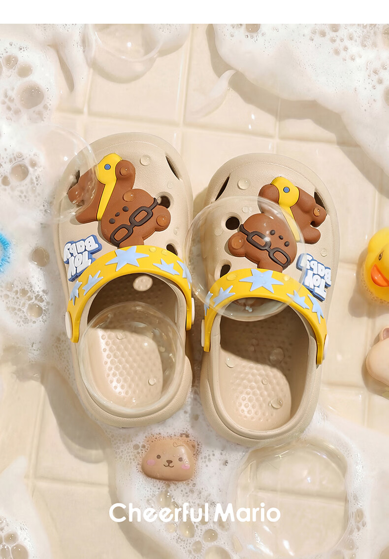 Cheerful Mario Girls Baby Clog Shoes Children's Princess Sandals Summer Soft Sole Breathable 1-3 Years Toddler Boys Cool Slippers 28