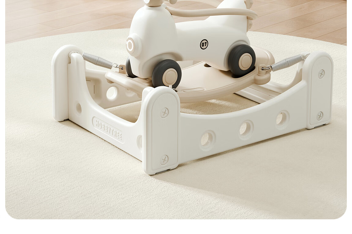 Hobby Tree Baby Bouncer Trampoline Rocking Horse Ride-on Car Multifunctional Toddler Anti-Fall Wooden Horse Toy Birthday Gift for Boys and Girls 4