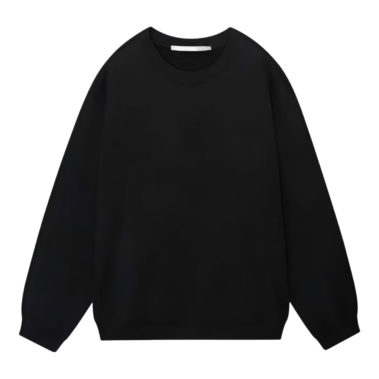 ICH MODE Women's American Style Crew Neck Solid Color Sweatshirt Spring Autumn New Loose Lazy Pullover Long Sleeve Top Black M
