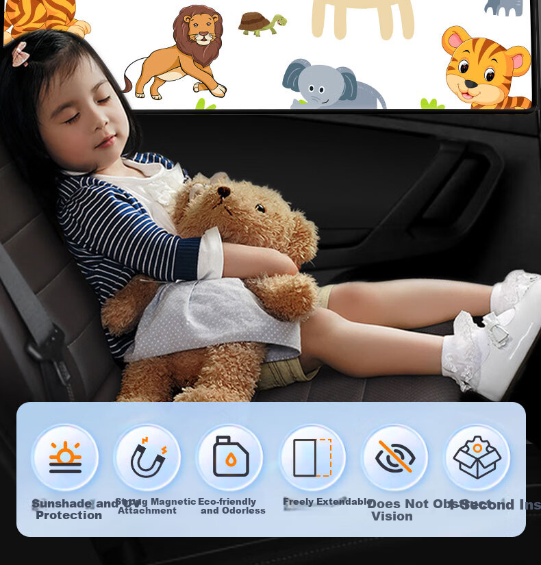 MOTCINO Car Window Sunshade Curtain Magnetic Baby Privacy Sun Protection Car Glass Shade 3