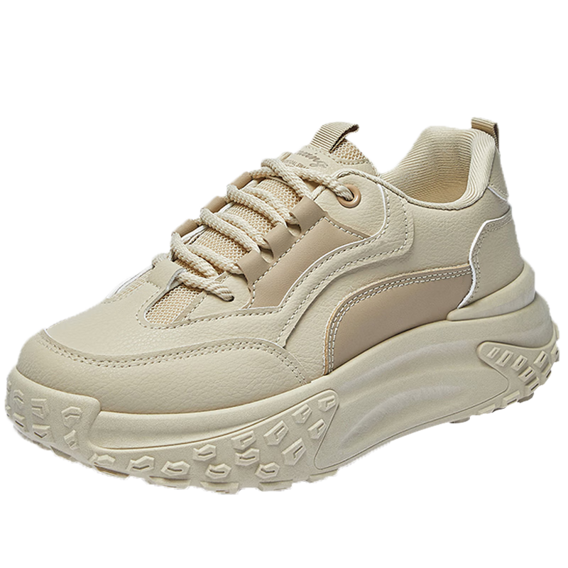 CARTELO Women's Chunky Sneakers, Spring Thick-Soled Casual Sports Shoes, Running Shoes for Women, 1417 Khaki, Size 36