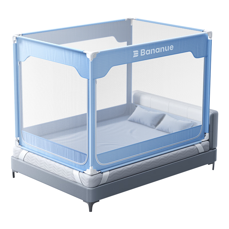 Banxianyue Stable Cabin Max2 Baby Anti-Fall Mosquito Net Bed Rail 1.8x2m Home Light Blue Flat Tube Frame