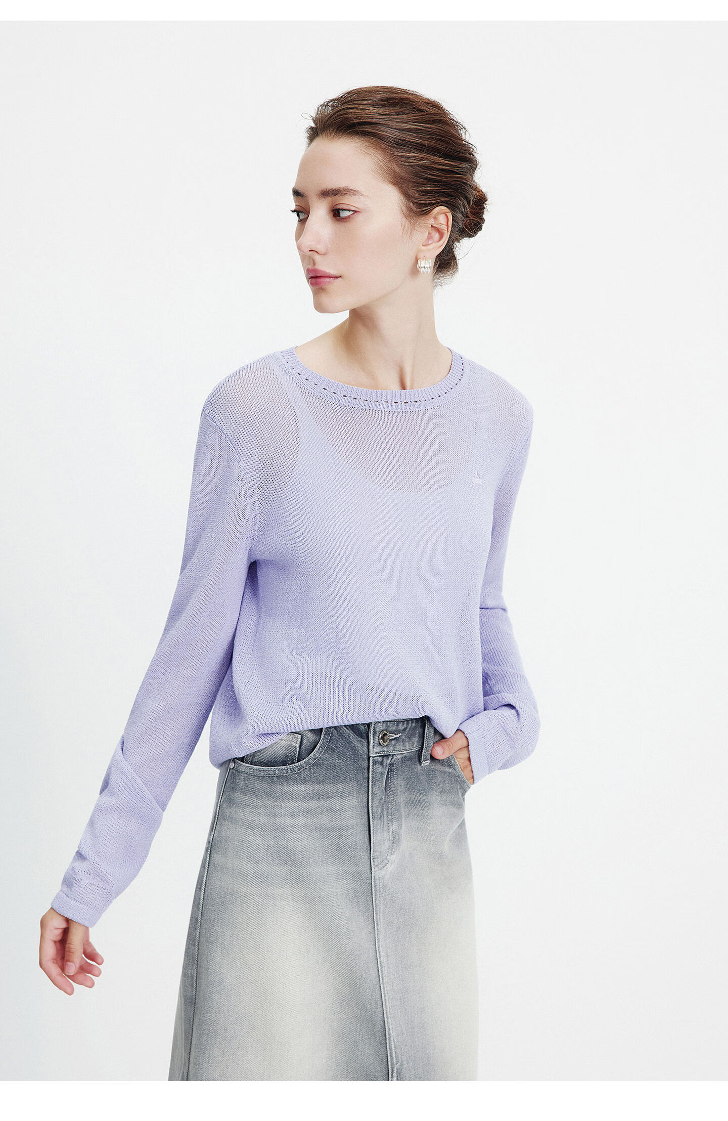 Navigare Fashion Week Same Style Small Sailboat 26 New Women's Lightweight Knit Round Neck Hollow Out Sweater Top 2314006501 49