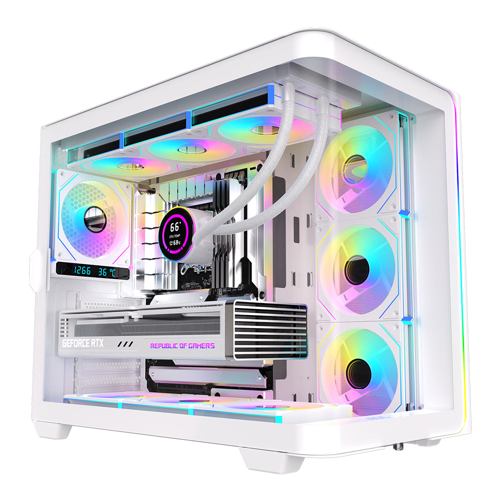 AOC Thunder Bow 455W + 7 ARGB Fan Kit (1 Forward Blade + 6 Reverse Blades, ARGB Lighting, PWM Temperature Control, Infinite Mirror Fans)