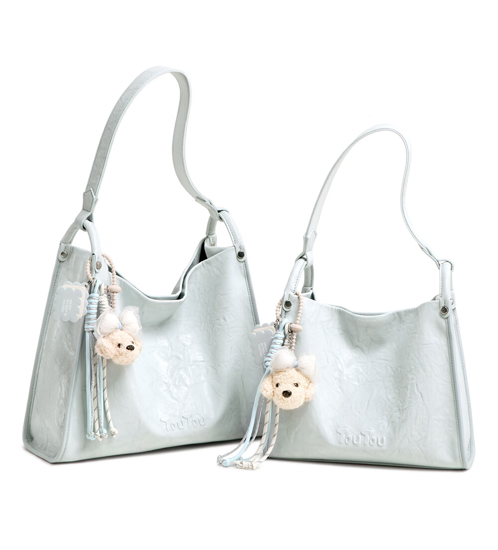 Toutou 2026 New Blue Tote Bag Women's Soft Leather Shoulder Underarm Bag for Work Commuting Birthday Gift for Girlfriend 23