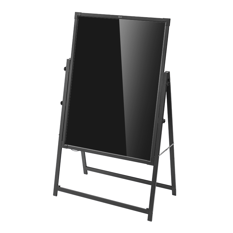 Deli Electronic Fluorescent Board 80x60cm Rechargeable LED Advertising Board with Stand Adjustable Height Tempered Glass Panel for Night Market Commercial Use