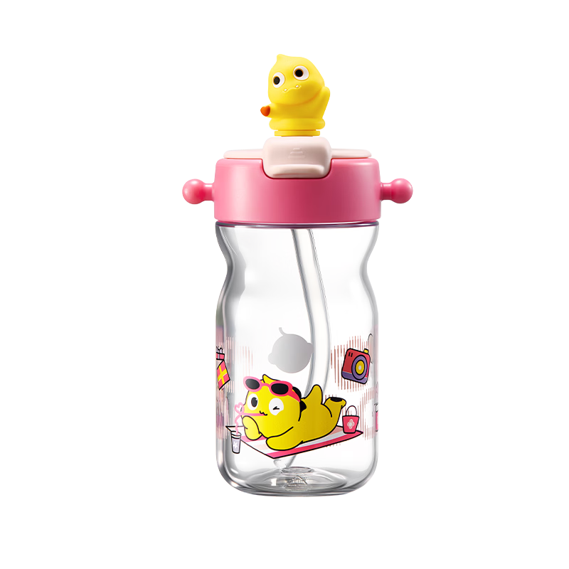 Babycare Children's Water Cup Summer Straw Cup Dual Drinking Outdoor Sports Direct Drinking Cup School Water Bottle Fun Doll 500ml - Red