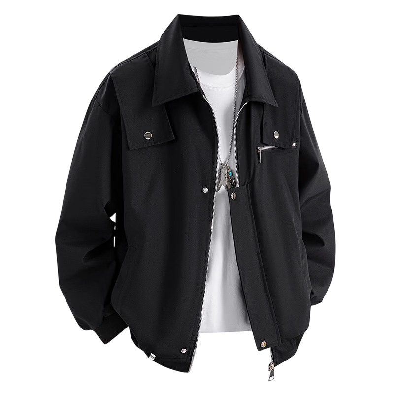 JEEP SPIRIT Men's American Functional Workwear Jacket Spring Premium Baseball Jacket Wine Red 2XL