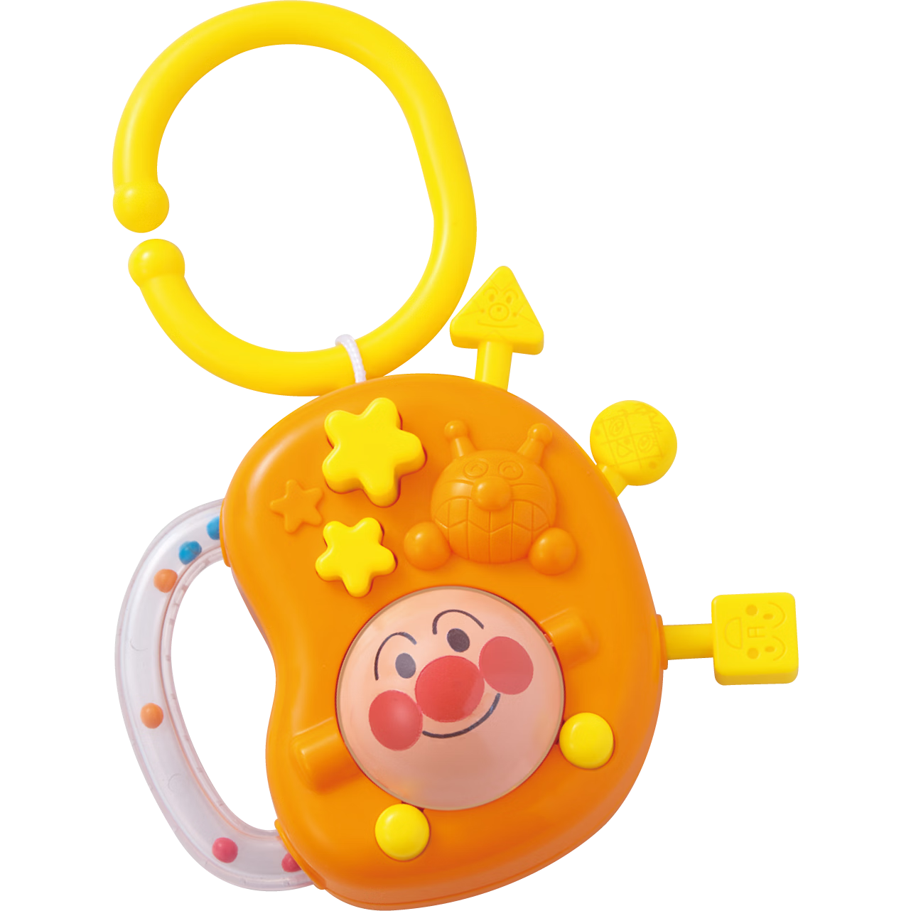 BANDAI Authentic Anpanman Teether Rattle Ring Multifunctional Portable Soothing Finger Toy for Infants and Toddlers