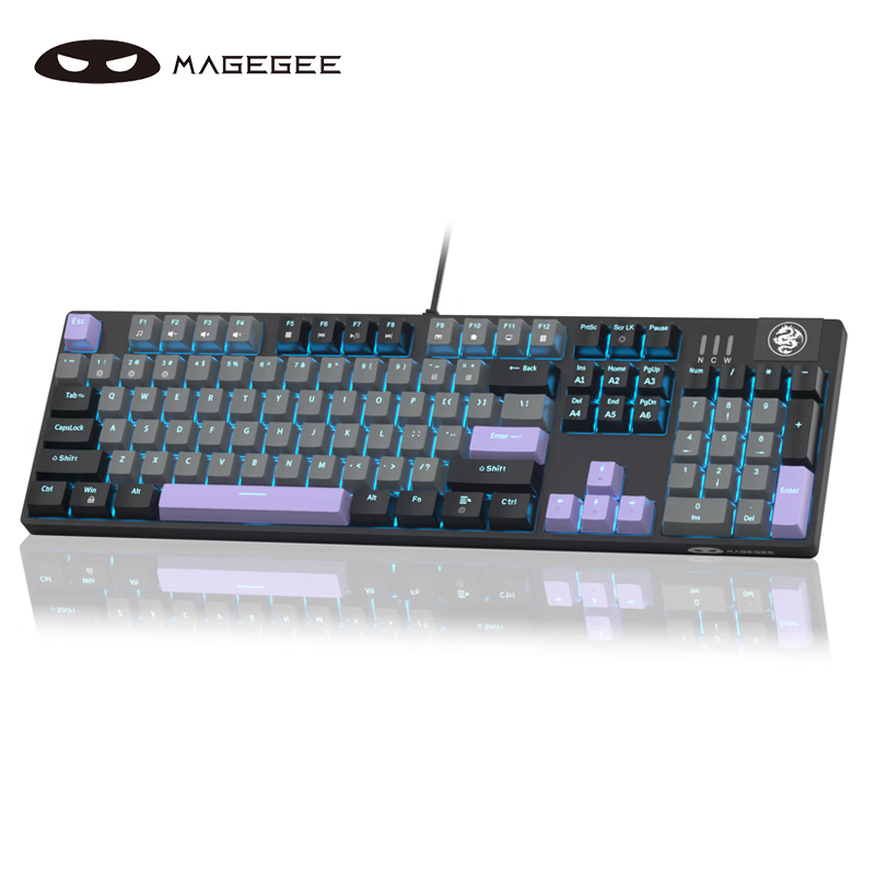 MageGee Mechanical Storm True Mechanical Keyboard 104-Key RGB Backlit Wired Laptop Desktop Keyboard Twilight Purple Red Switch