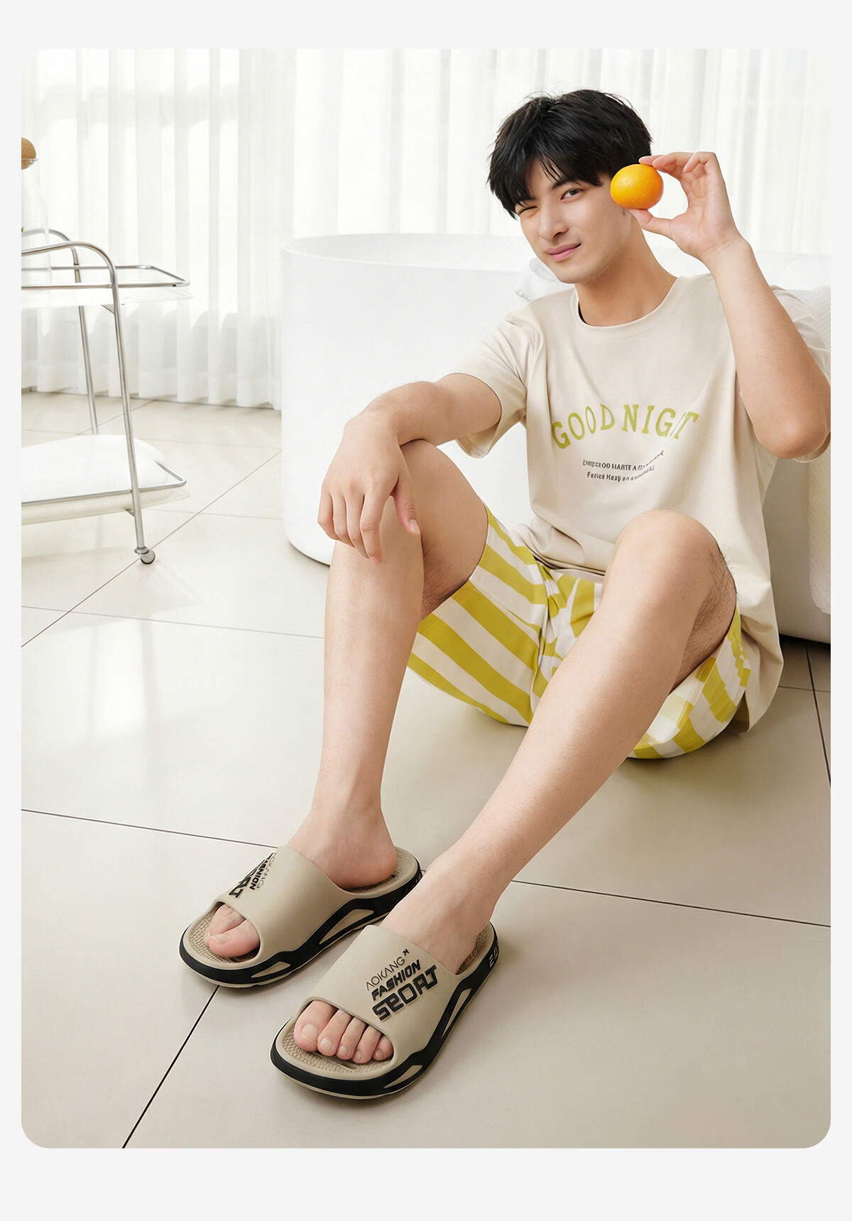 Aokang Men's Summer Bathroom Shower Slippers Non-Slip Odor-Resistant EVA Outdoor Fishing Beach Quick-Dry Water-Draining Cool Slippers 11