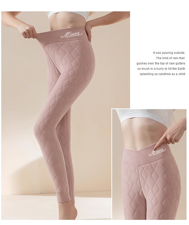 Xueqiman Women's Wool Thermal Pants Winter Fleece-Lined Thickened Cotton Pants Extra Thick Autumn Trousers Student Cold-Resistant Leggings 19