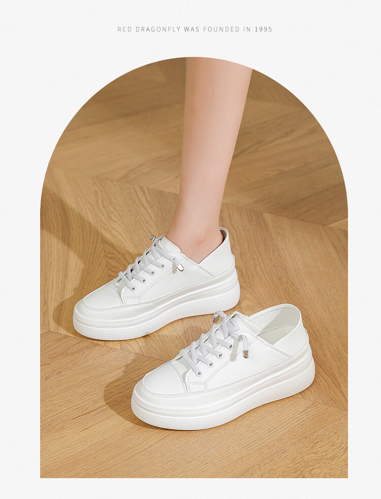 RED DRAGONFLY Women's Thick Sole Platform Slip-On White Casual Shoes WPB34005 White Size 35 8