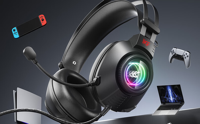 IKF G11 Gaming Headset Wired USB Headphones with Mic FPS Dedicated 7.1 Surround Sound RGB Delta Cyber Gray for Valorant PC 33