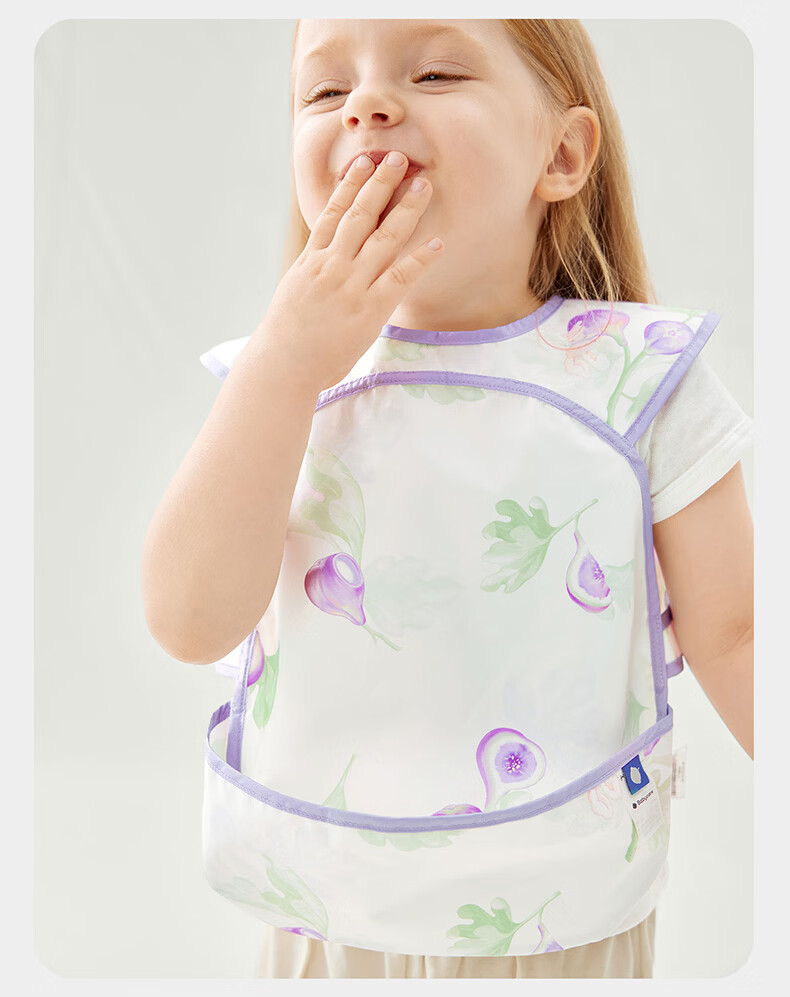 Babycare Baby Feeding Bib Toddler Smock Infant Anti-Dirt Apron with Back Cover Food Supplement Round Note Pattern Size 100 30