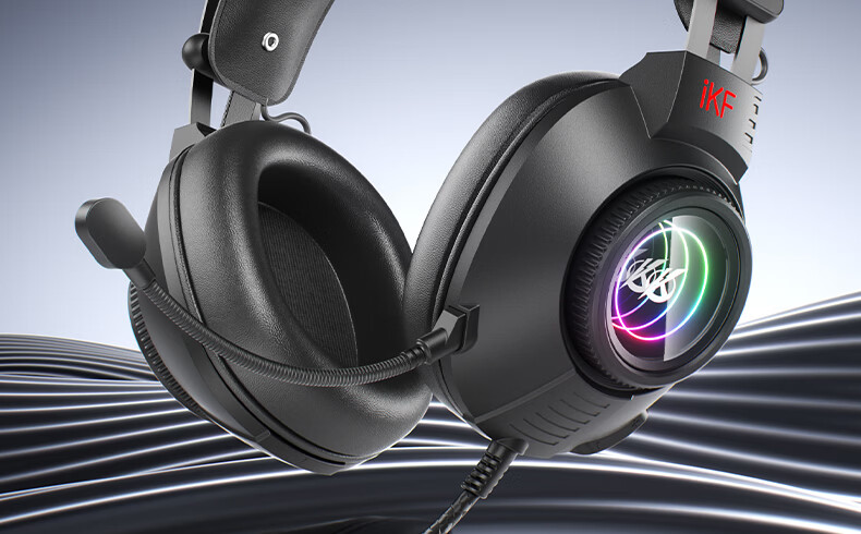 IKF G11 Gaming Headset Wired USB Headphones with Mic FPS Dedicated 7.1 Surround Sound RGB Delta Cyber Gray for Valorant PC 4