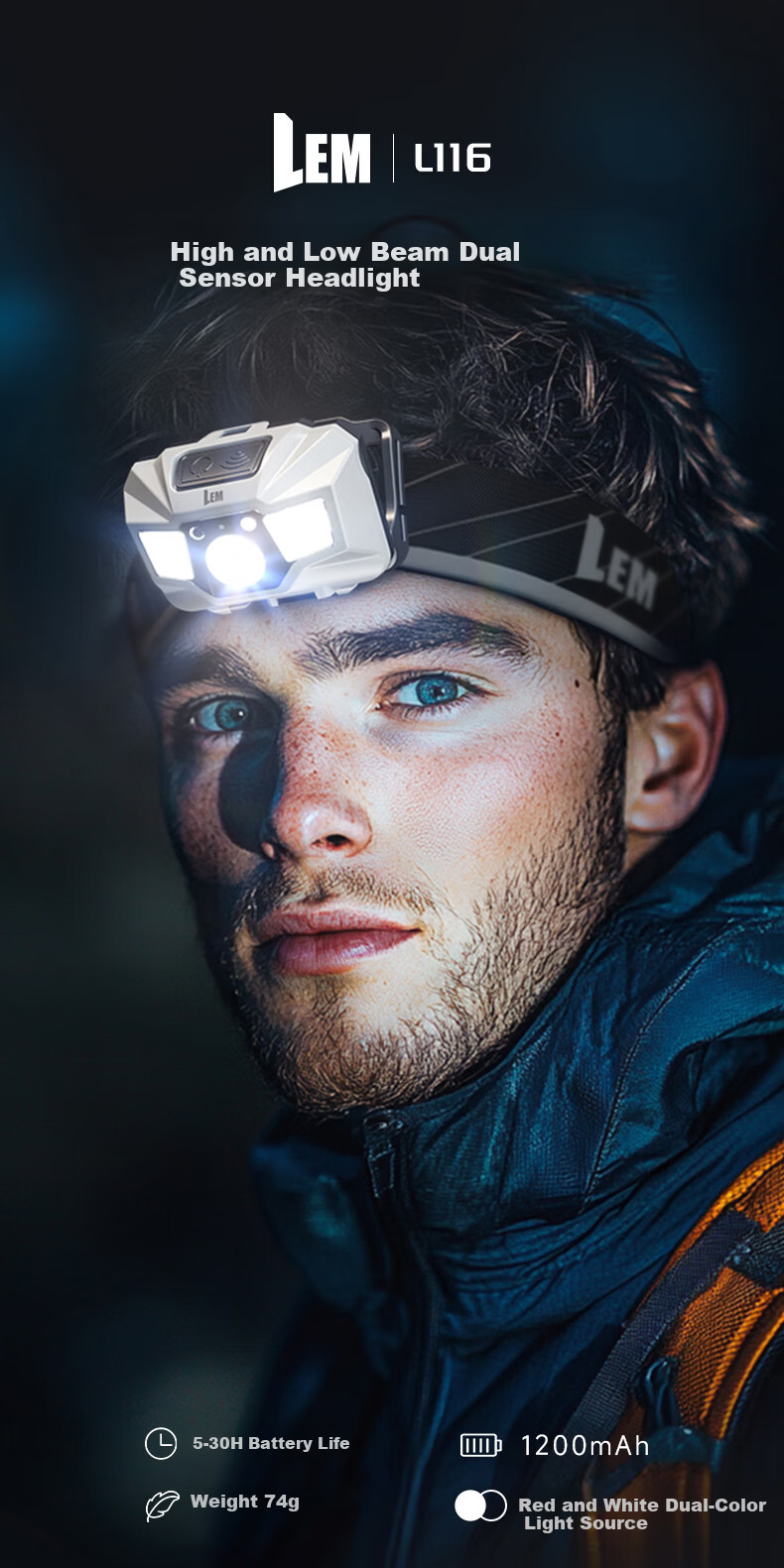 LEM Headlamp Fishing Dedicated High Brightness Rechargeable Long-lasting Outdoor Mountaineering Night Fishing Head-worn Light 1