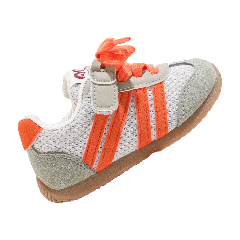 ABC KIDS Children's Casual Shoes, Spring And Autumn Fashion Versatile Sneakers, Soft-Soled Lightweight Walking Shoes, Gray-Green Orange, Size 22