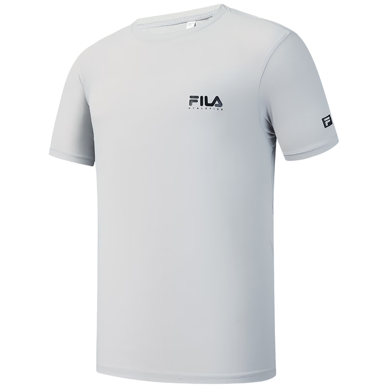 FILA Official Men's Short Sleeve T-Shirt 2026 Summer Cooling Breathable Round Neck Sun Protection Sports Top